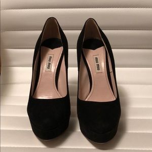 Miu Miu Black Suede Platform Pumps